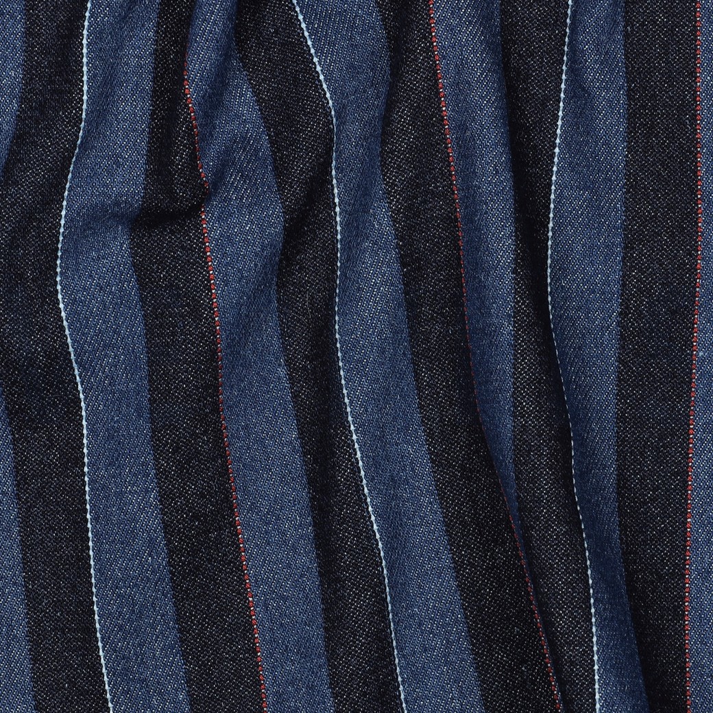 DENIM JACQUARD RAYURES INDIGO #7