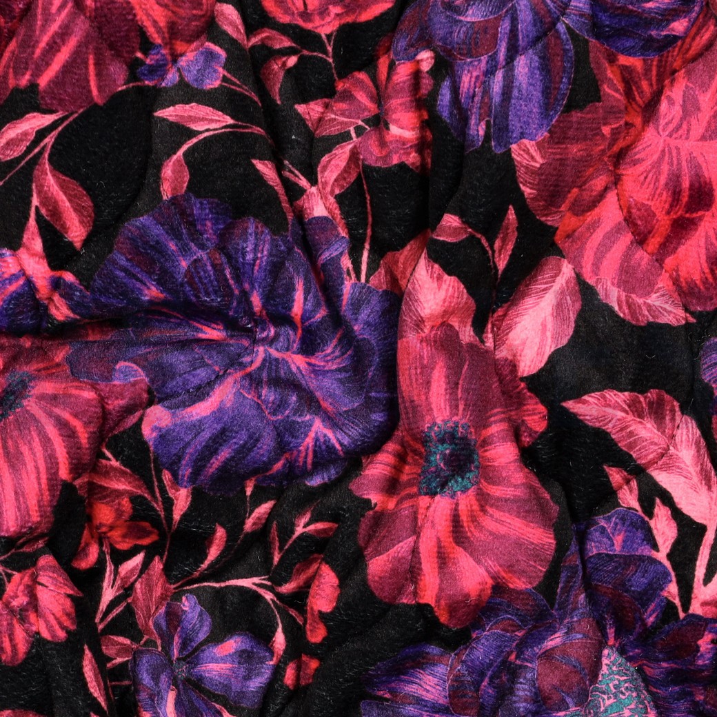 GEWATTEERD FLUWEEL DIGITAAL BLOEMEN FUCHSIA #7