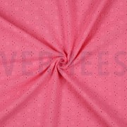 DOUBLE GAZE DE COTON BRODERIE FLEURS ROSE (thumbnail) #2