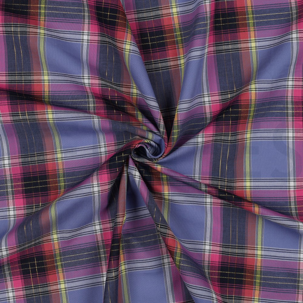 BAUMWOLLE GARNGEFÄRBT KAROS LUREX LILA/VIOLETT #7