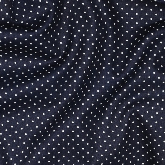 POPELINE DE COTON PETITS POINTS BLEU MARINE #7