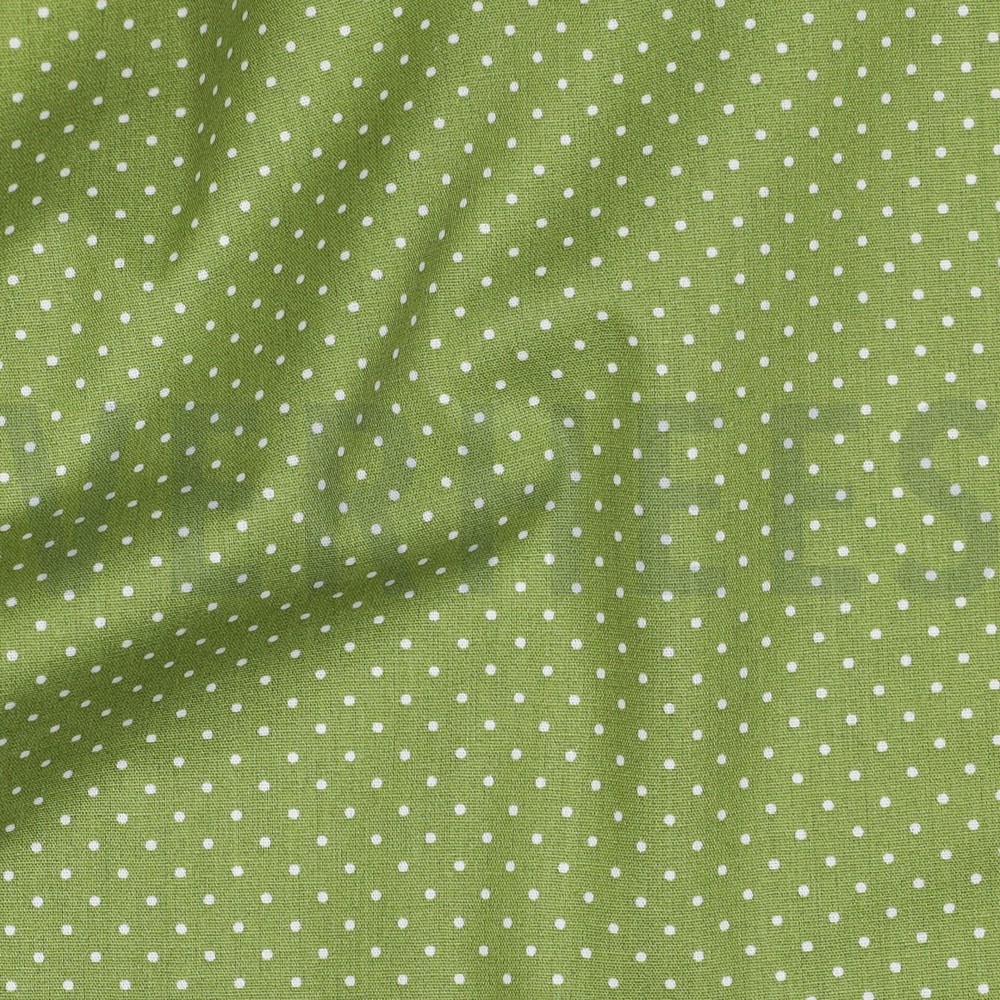 KATOENEN POPLIN KLEINE STIPPEN GROEN #7