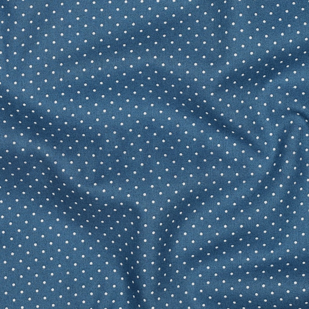 KATOENEN POPLIN KLEINE STIPPEN BLAUW #7