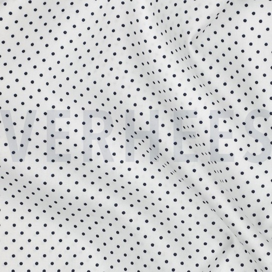 KATOENEN POPLIN KLEINE STIPPEN WIT/DONKERBLAUW #7