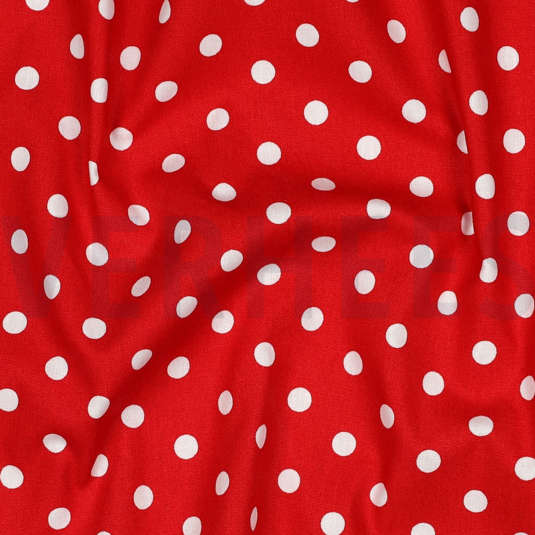 KATOENEN POPLIN STIPPEN ROOD #7