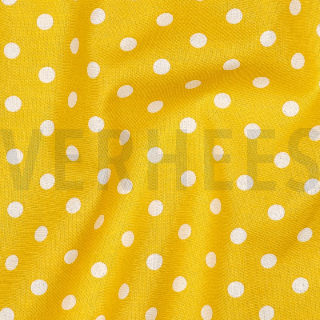 KATOENEN POPLIN STIPPEN GEEL #7