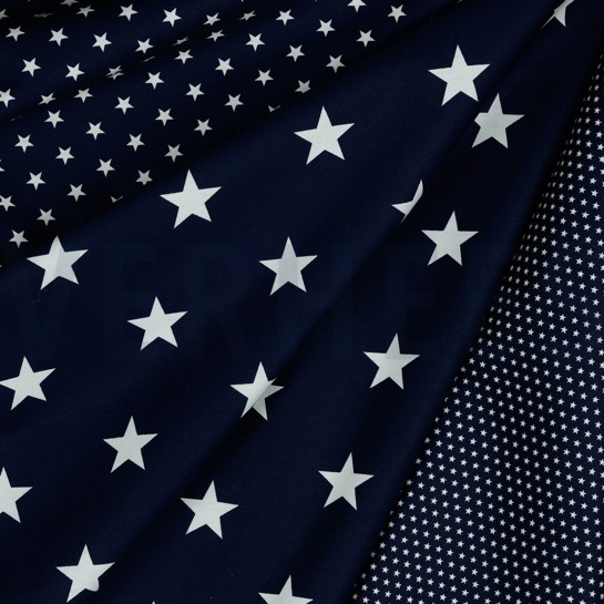 BAUMWOLLE POPELINE STERNE MARINEBLAU #7