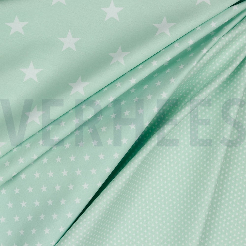KATOENEN POPLIN STERREN MINT #7