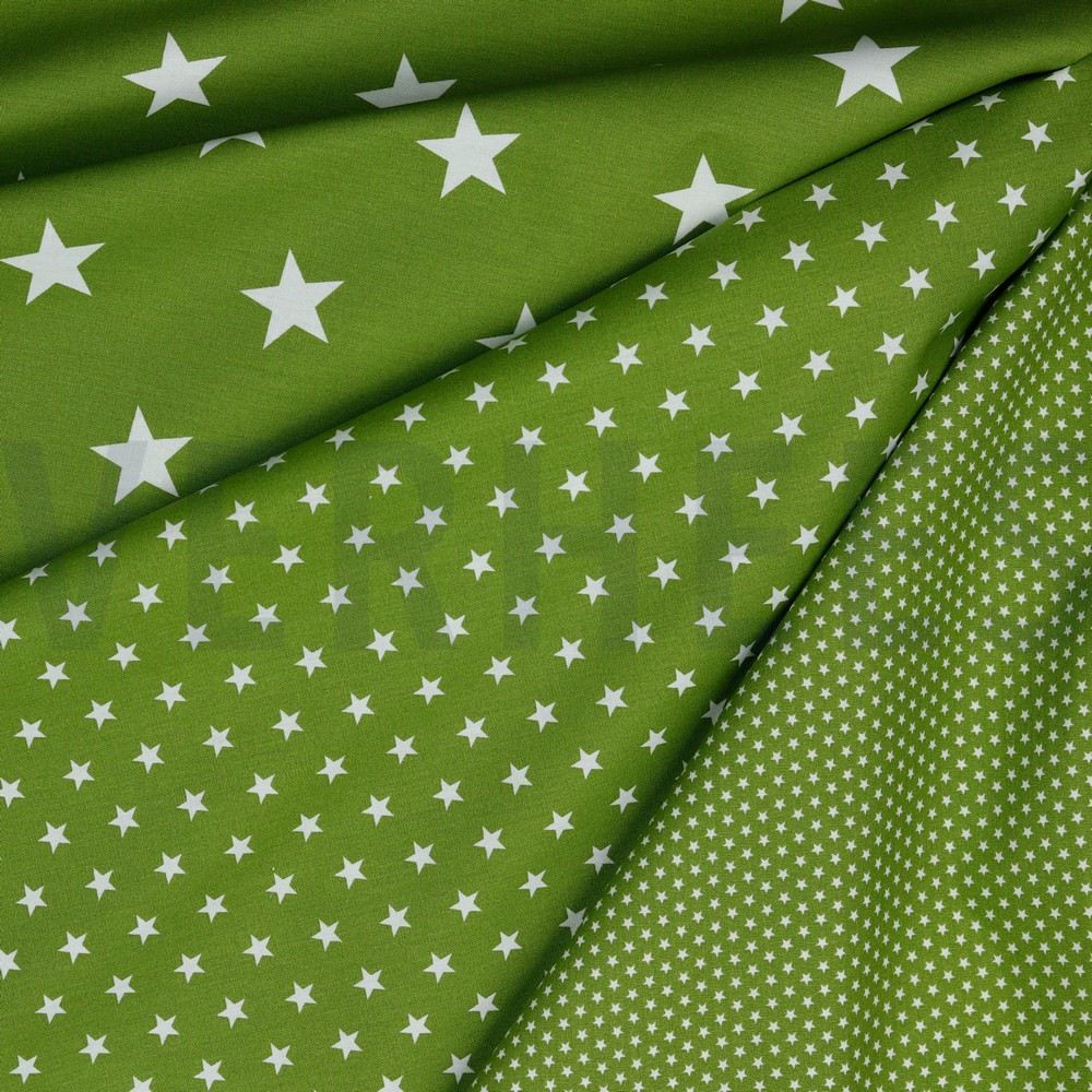KATOENEN POPLIN STERREN GROEN #7