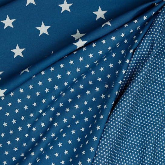 BAUMWOLLE POPELINE STERNE BLAU #7