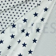 BAUMWOLLE POPELINE STERNE WEISS/MARINEBLAU (thumbnail) #2