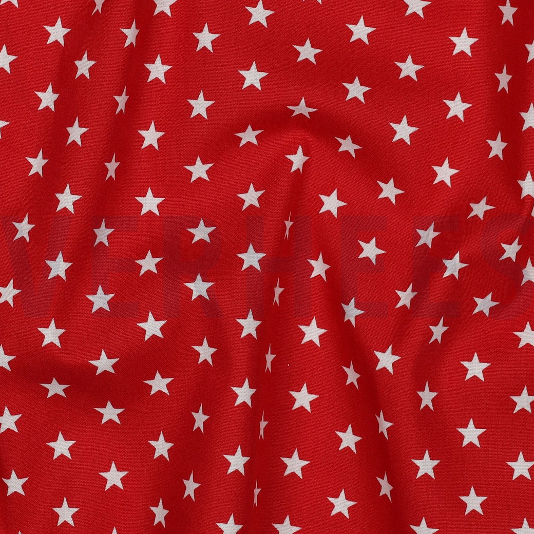 KATOENEN POPLIN KLEINE STERREN ROOD #7
