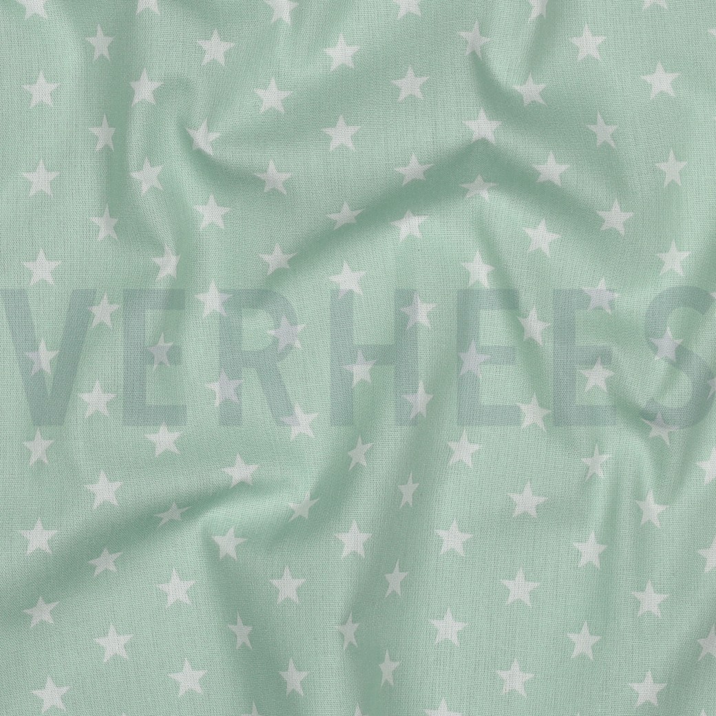 KATOENEN POPLIN KLEINE STERREN MINT #7