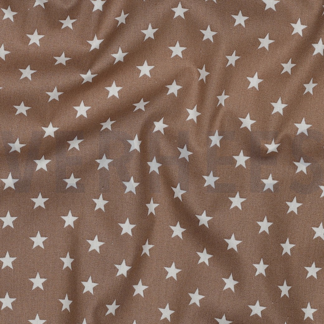 KATOENEN POPLIN KLEINE STERREN TAUPE #7