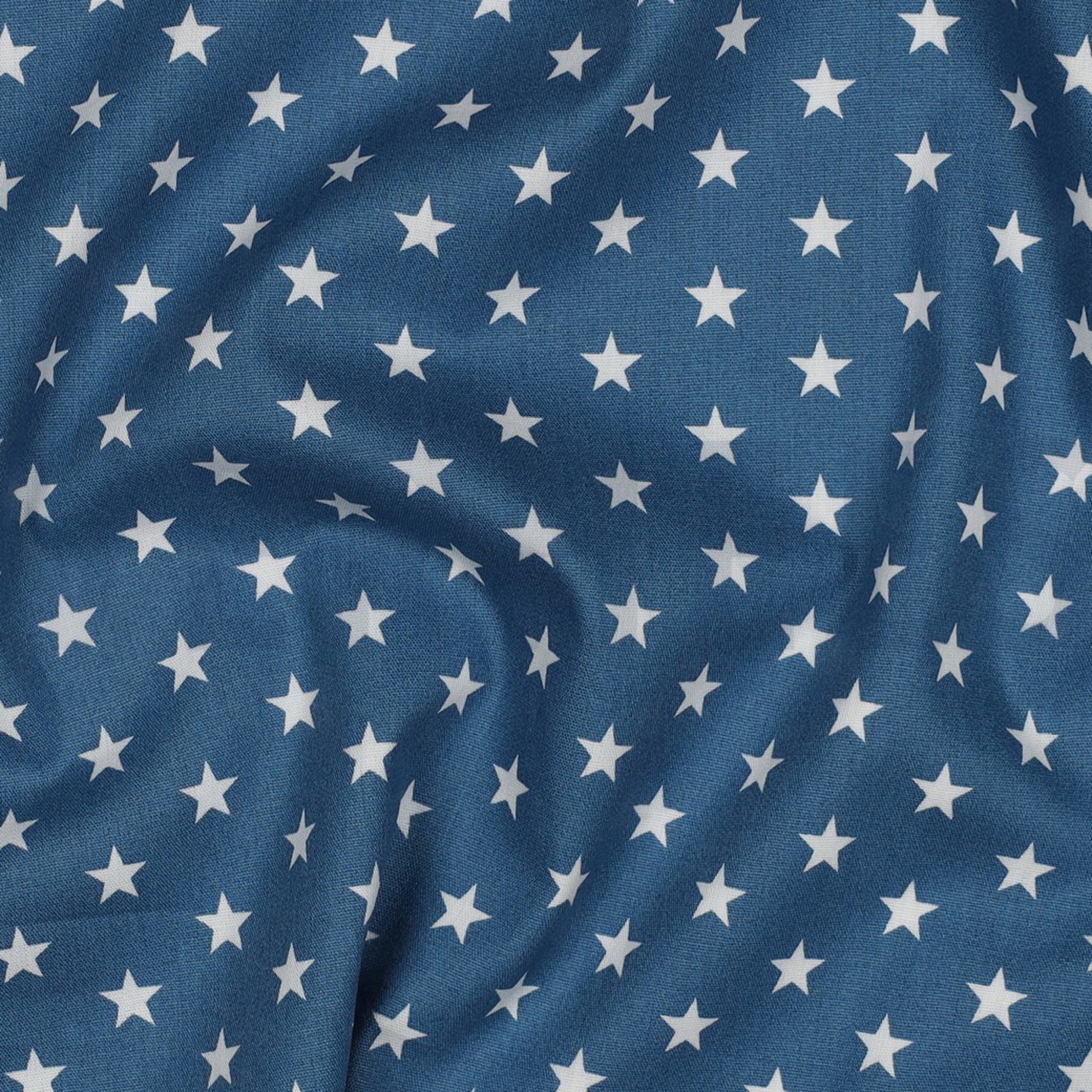 KATOENEN POPLIN KLEINE STERREN BLAUW (high resolution) #2