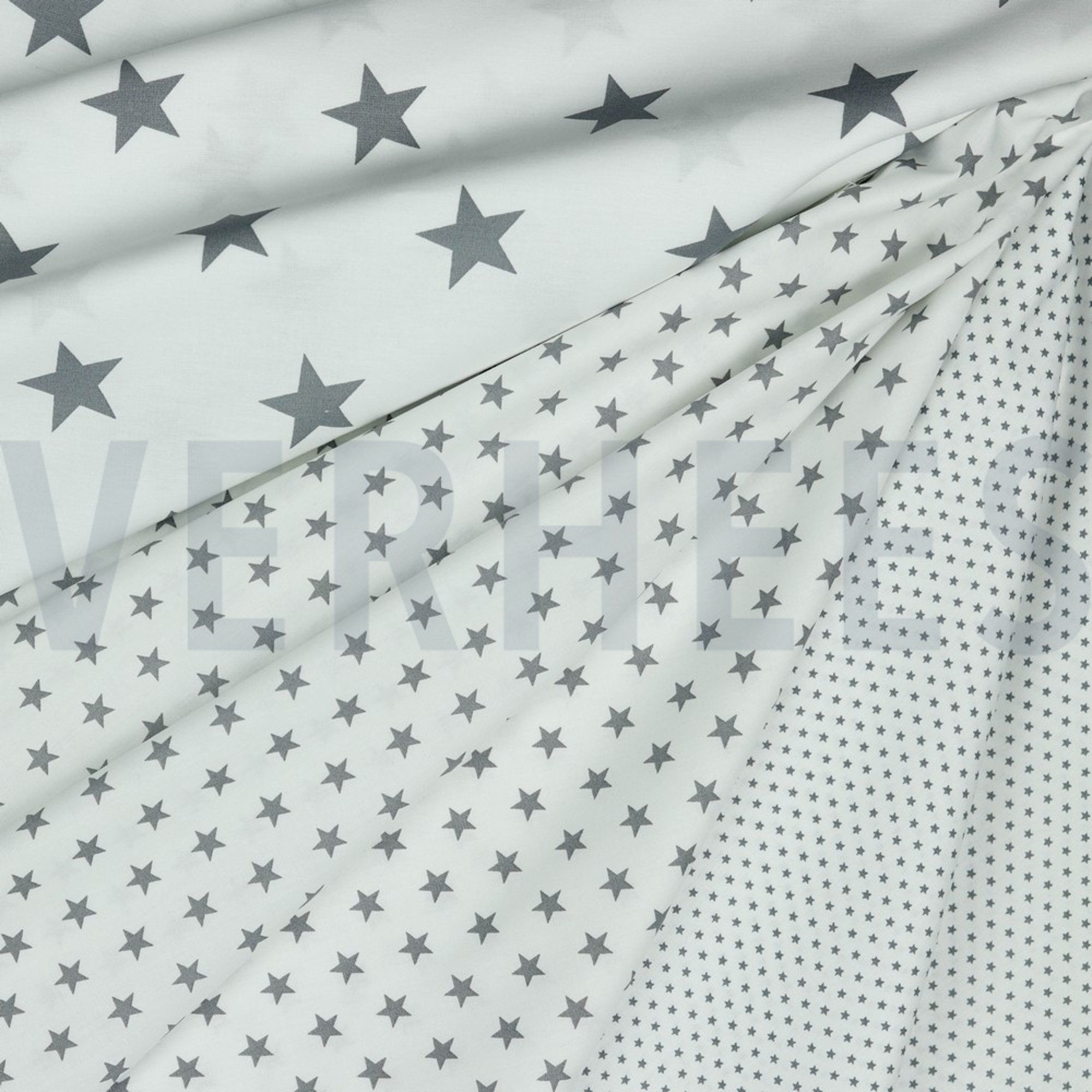 POPELINE DE COTON PETITES ÉTOILES BLANC/GRIS (high resolution) #2