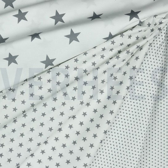 POPELINE DE COTON PETITES ÉTOILES BLANC/GRIS #7