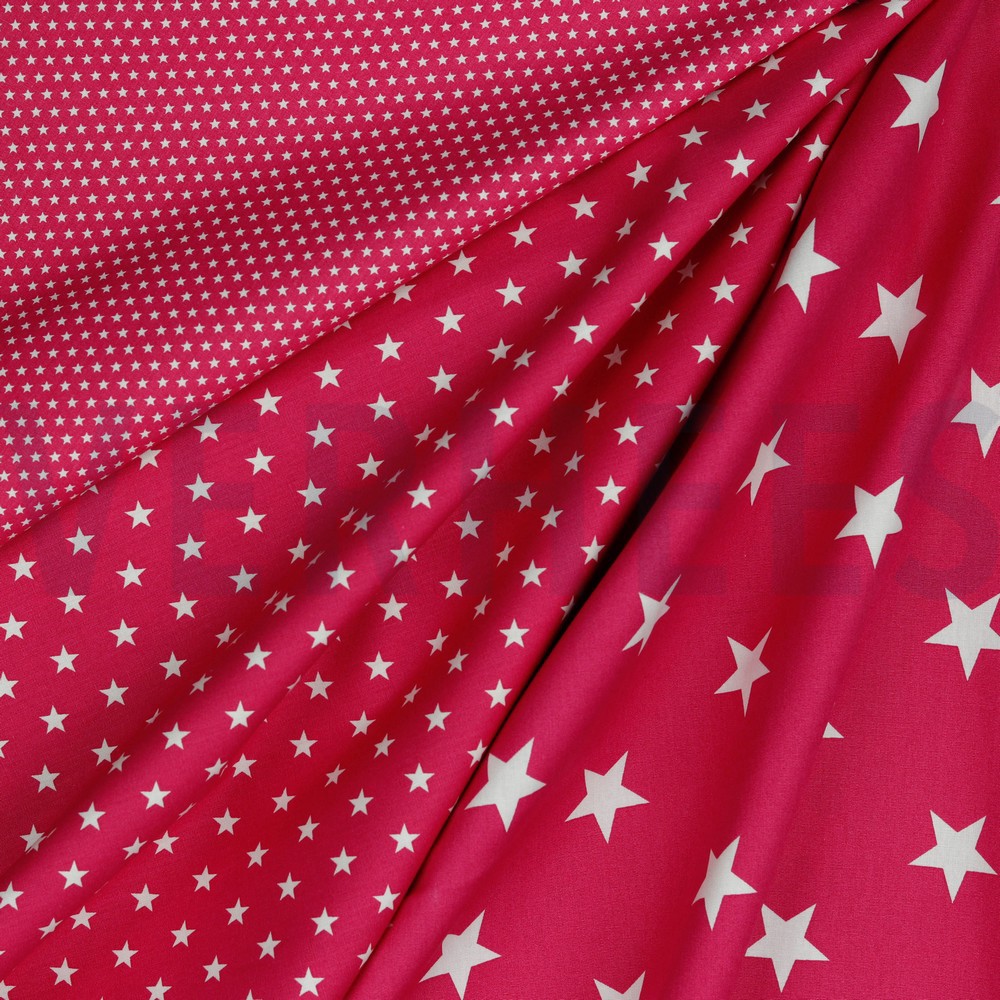 KATOENEN POPLIN MINI STERREN ROZE #7