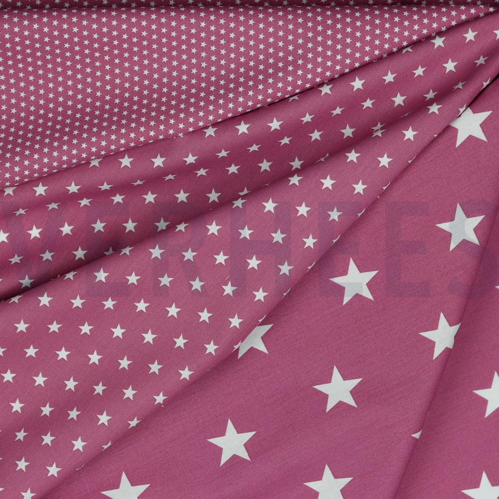 KATOENEN POPLIN MINI STERREN MAUVE #7