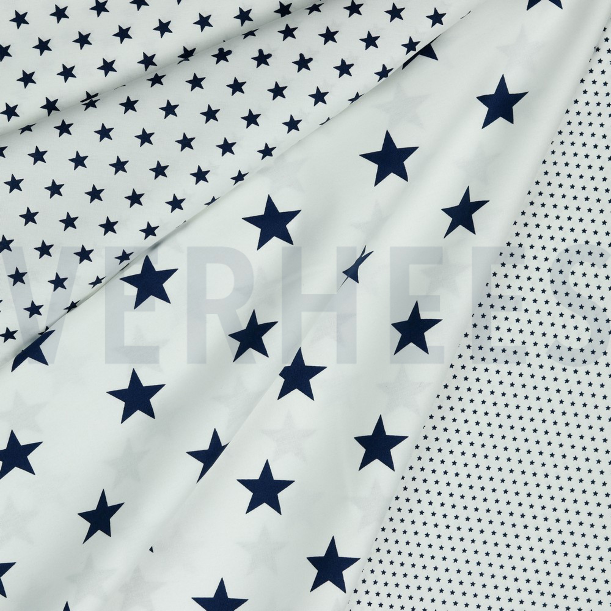 KATOENEN POPLIN MINI STERREN WIT/DONKERBLAUW (high resolution) #2
