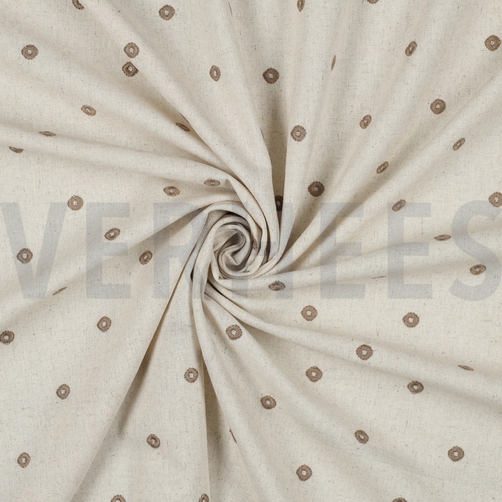 LINNEN VISCOSE EMBROIDERY VIERKANT ZAND #7