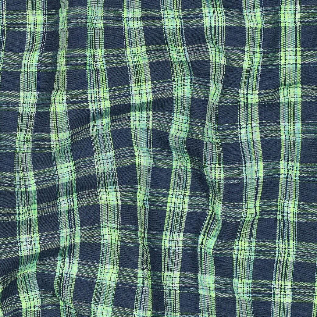 KATOEN GARENGEVERFD RUITEN NEON GROEN NEON/BLAUW #7