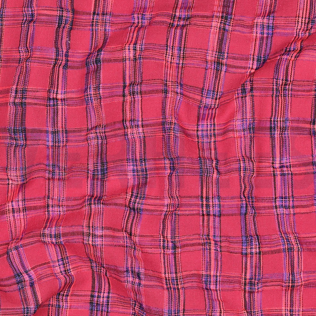 KATOEN GARENGEVERFD RUITEN NEON ROZE NEON/FUCHSIA #7
