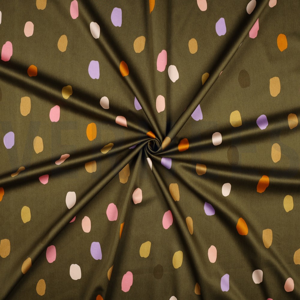 COTTON SATIN SUMMER SPOT MOSS GREEN #7