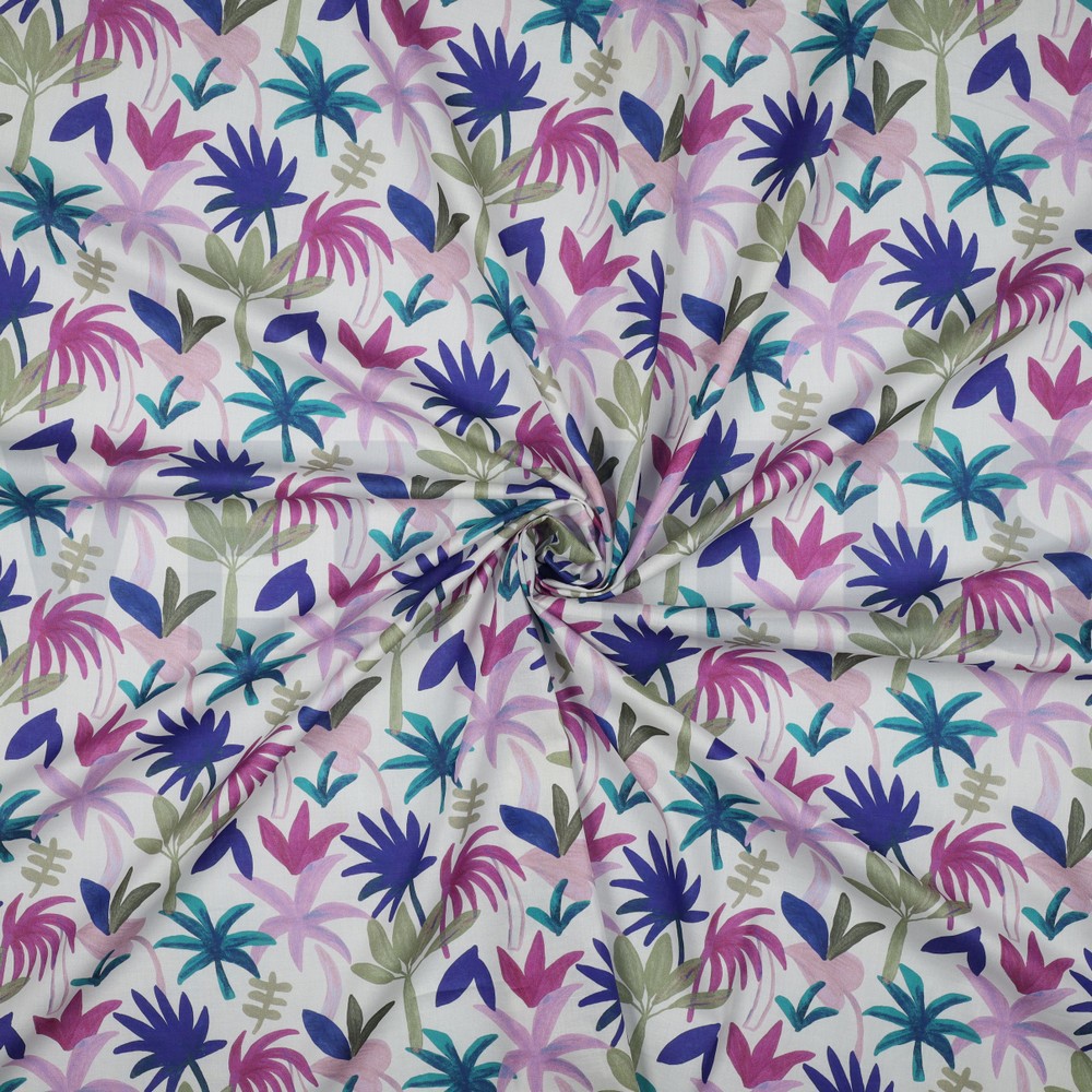 COTON VOILE DIGITAL PALM HAVEN BLEU COBALT #7