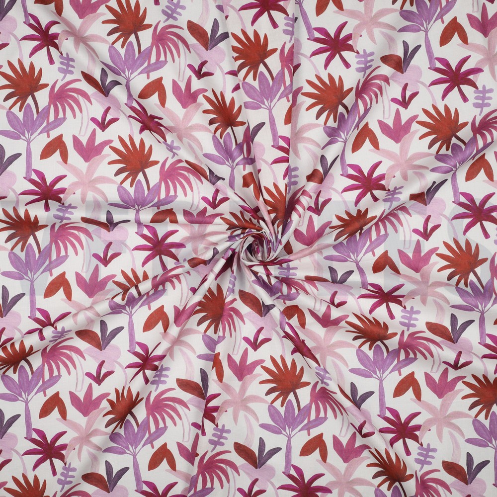 COTON VOILE DIGITAL PALM HAVEN ROUGE #7