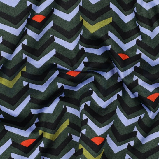 KATOEN SATIJN GEOMETRISCH DONKERGROEN #7