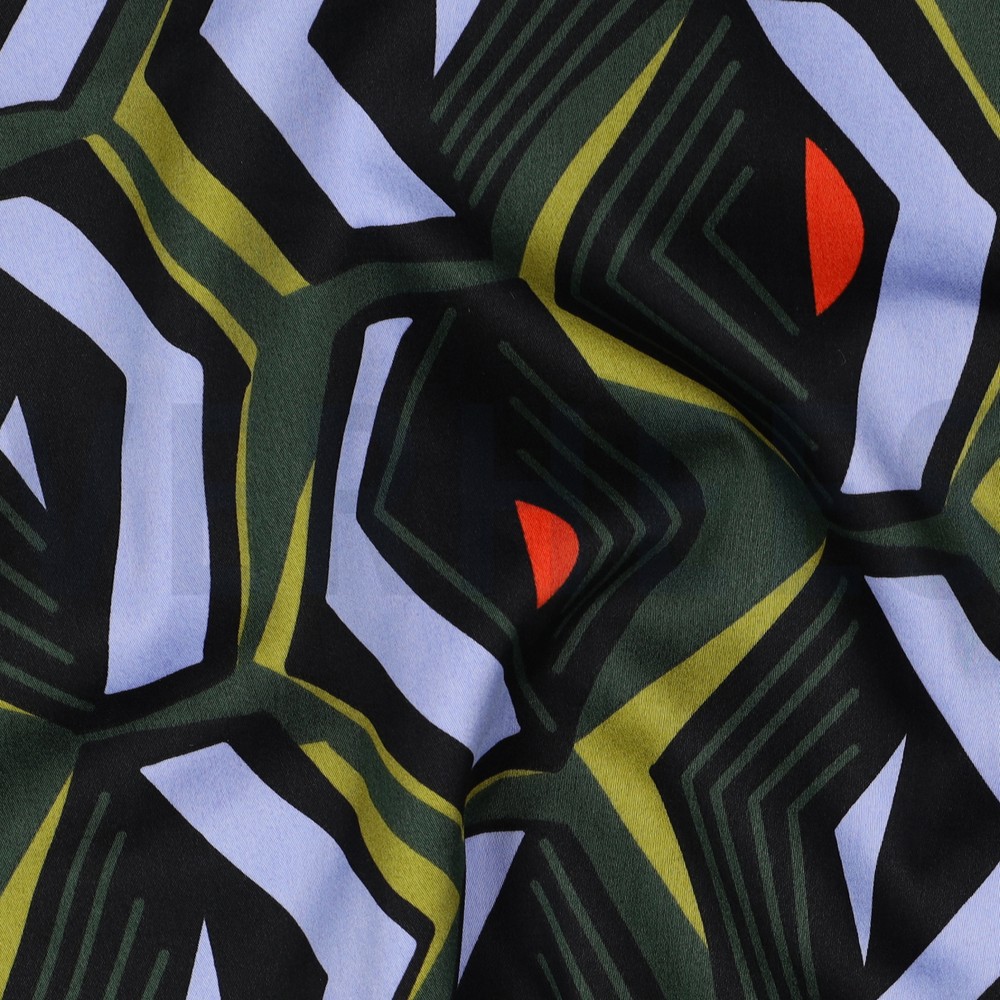 BAUMWOLLE SATIN GEOMETRISCH DUNKELGRÜN #7