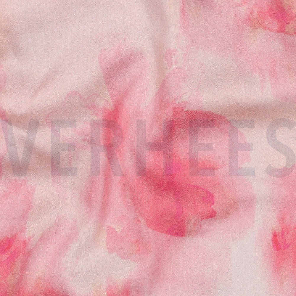 COTON SATIN DIGITAL FLEURS ROSE #7