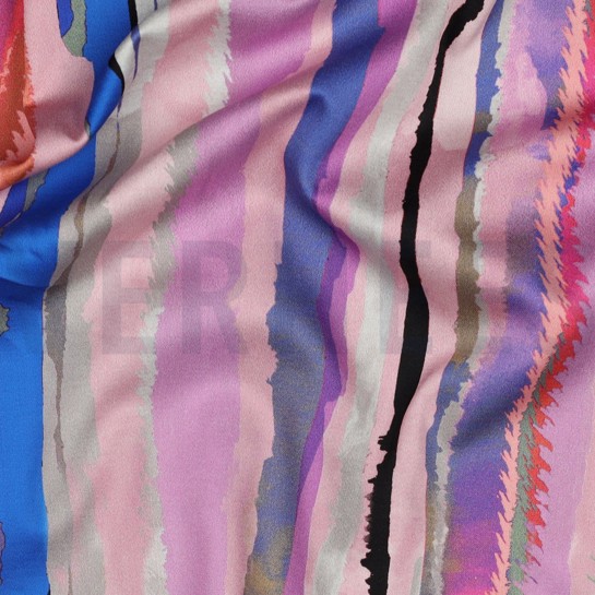 BAUMWOLLE SATIN DIGITAL STREIFEN MAUVE #7