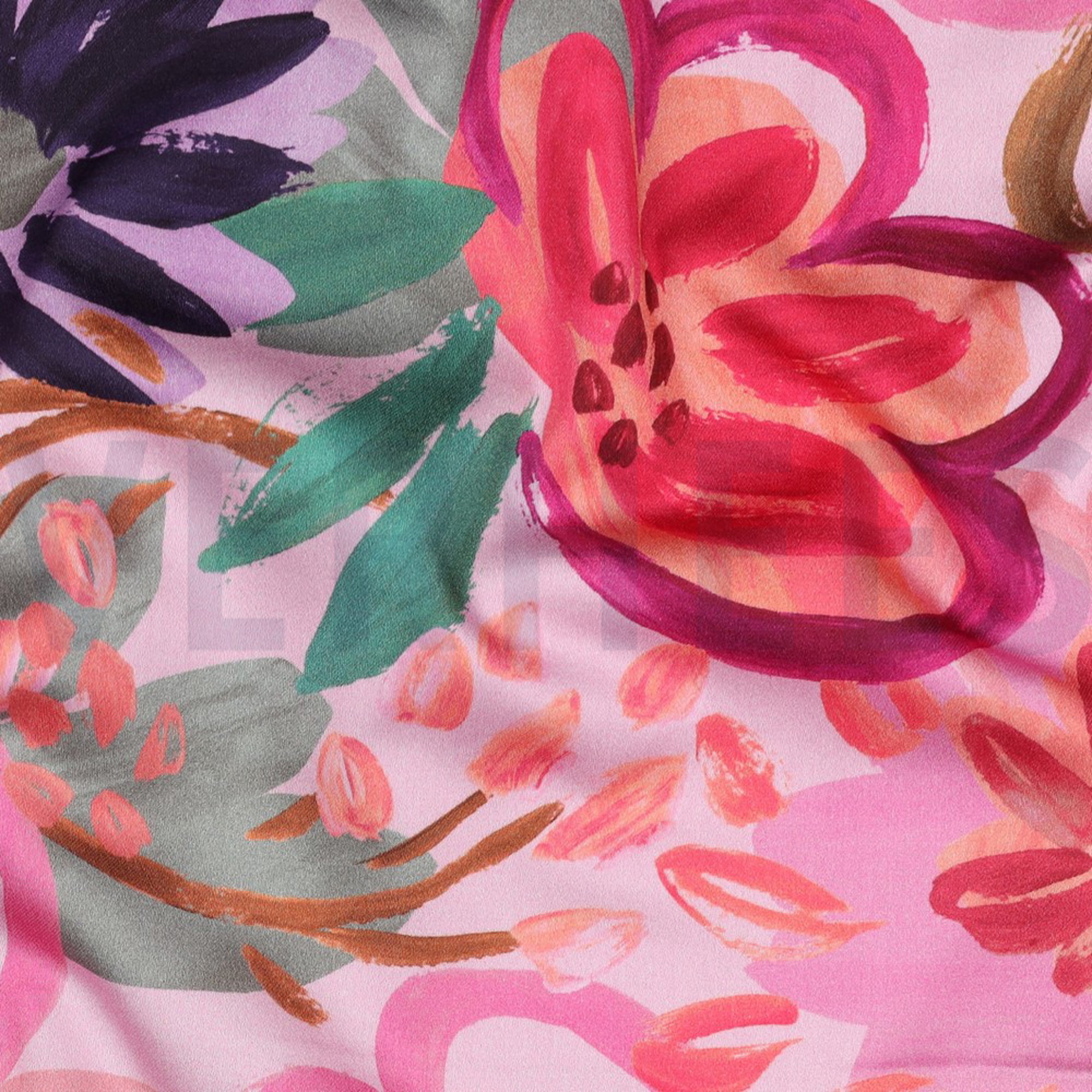 KATOEN SATIJN DIGITAAL BLOEMEN LICHTROZE (high resolution) #2