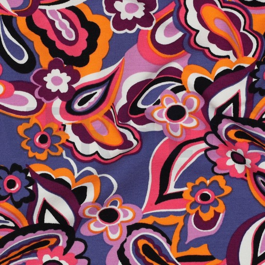 FRENCH TERRY BLOEMEN MARINEBLAUW #7