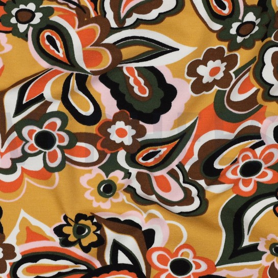 FRENCH TERRY FLEURS CAMEL #7