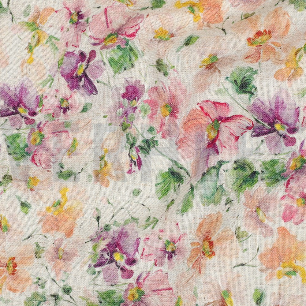 LEINEN VISKOSE KREPP DIGITAL BLUMEN MEHRFARBIG #7
