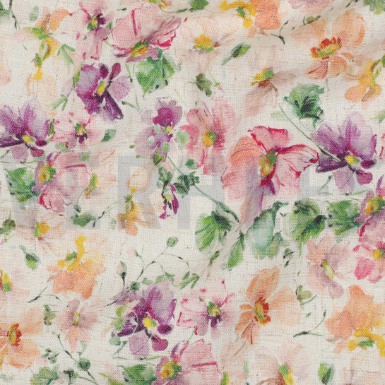 LINNEN VISCOSE CRÊPE DIGITAAL BLOEMEN MULTI #7