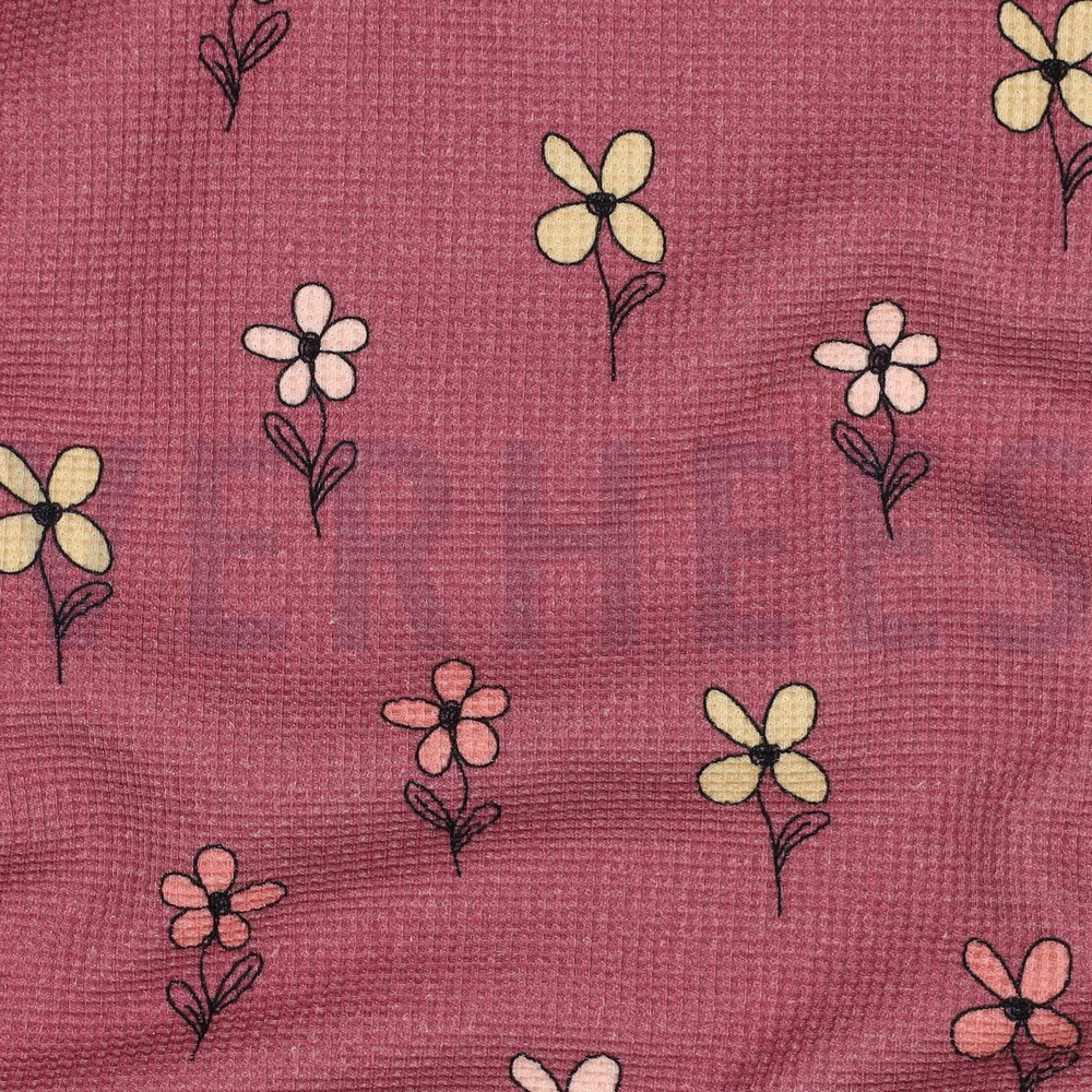 JERSEY GAUFRÉ FLEURS BORDEAUX #7
