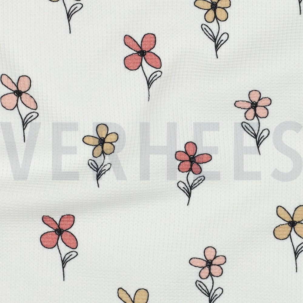 WAFFELJERSEY BLUMEN BORDEAUXROT #7