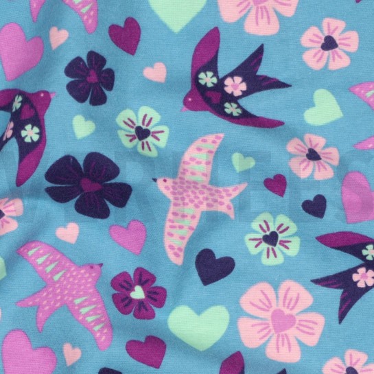 FLANELLE OISEAUX JEAN BLEU #7