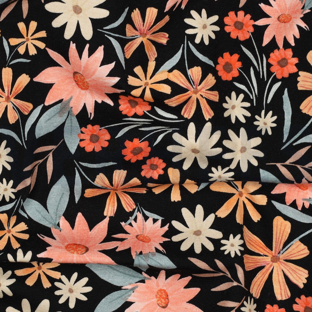 JERSEY DIGITAL FLOWERS BLACK #7