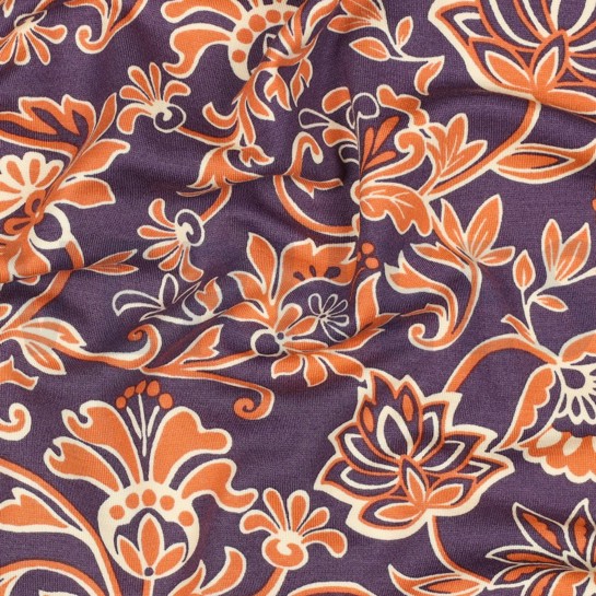 PUNTA DI ROMA PAISLEY BLOEMEN DONKERPAARS #7