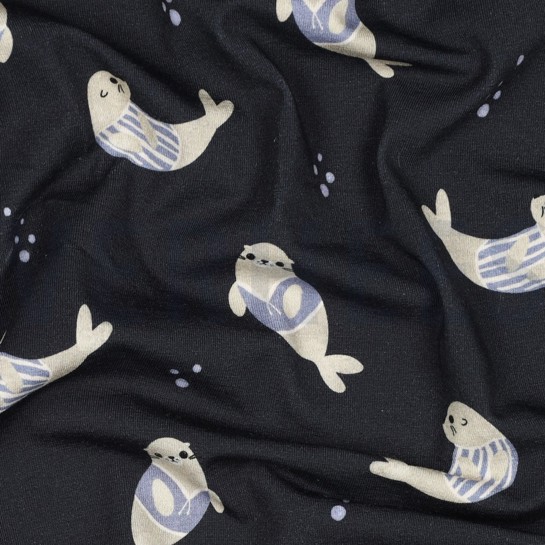 JERSEY GOTS DIGITAAL ZEEHONDEN MARINEBLAUW #7