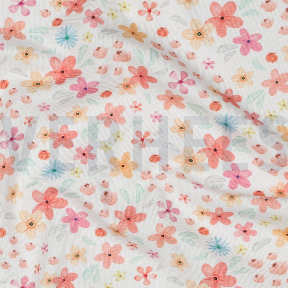 JERSEY GOTS DIGITAL FLEURS BLANC #7