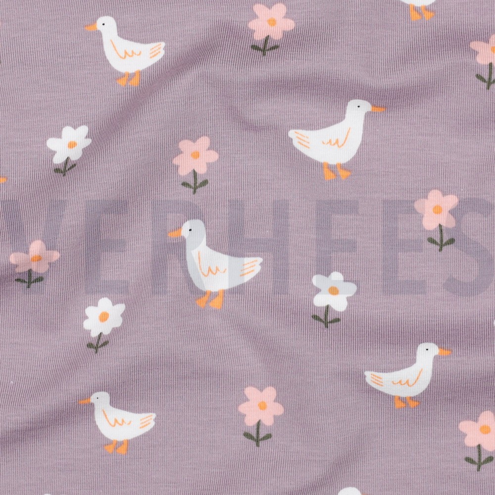 JERSEY GOTS CANARDS ET FLEURS MAUVE #7