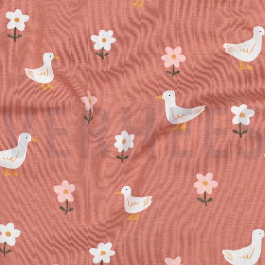 JERSEY GOTS ENTEN UND BLUMEN ROSA #7