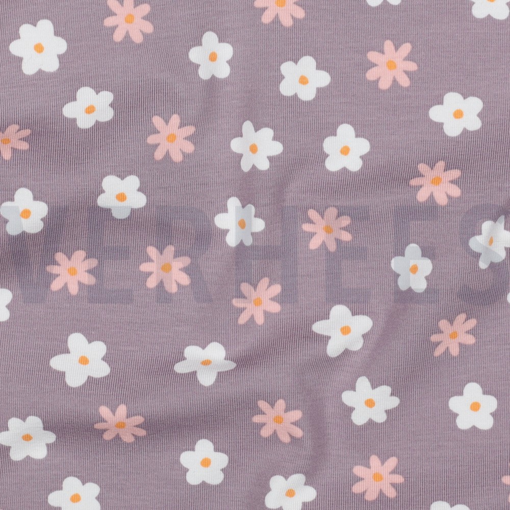 JERSEY GOTS CANARDS ET FLEURS MAUVE #7