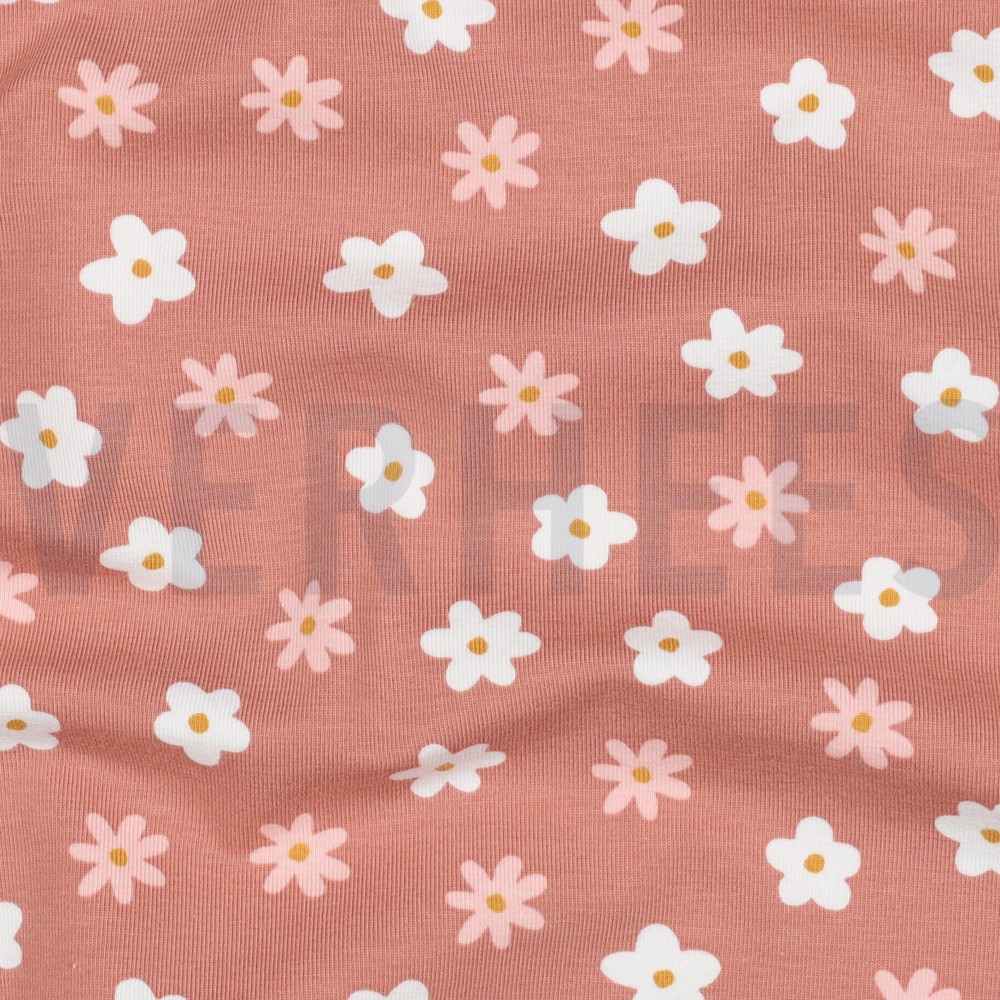 JERSEY GOTS CANARDS ET FLEURS ROSE #7